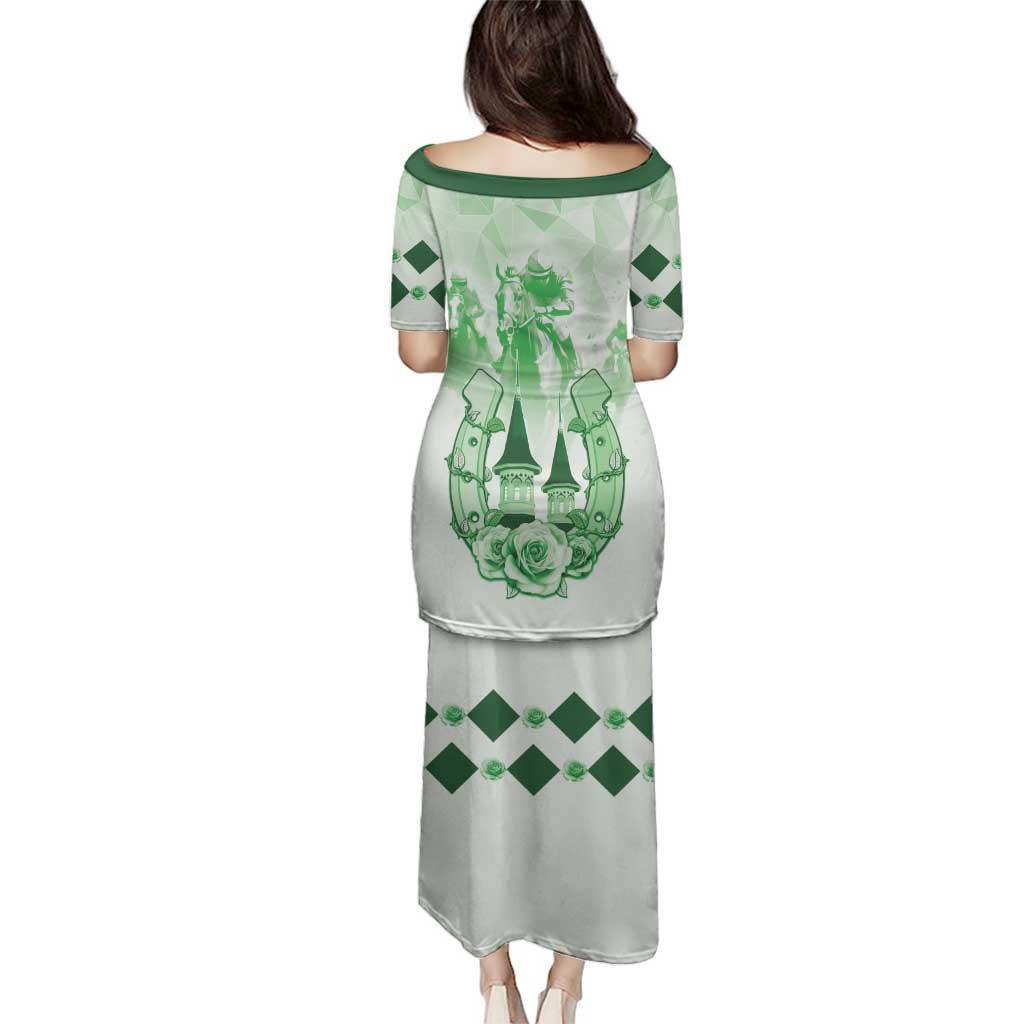 Kentucky Horse Racing Family Matching Puletasi and Hawaiian Shirt 151st Anniversary Green Version LT05