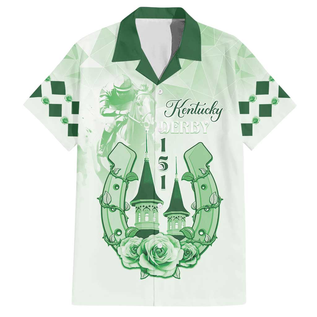 Kentucky Horse Racing Family Matching Short Sleeve Bodycon Dress and Hawaiian Shirt 151st Anniversary Green Version LT05