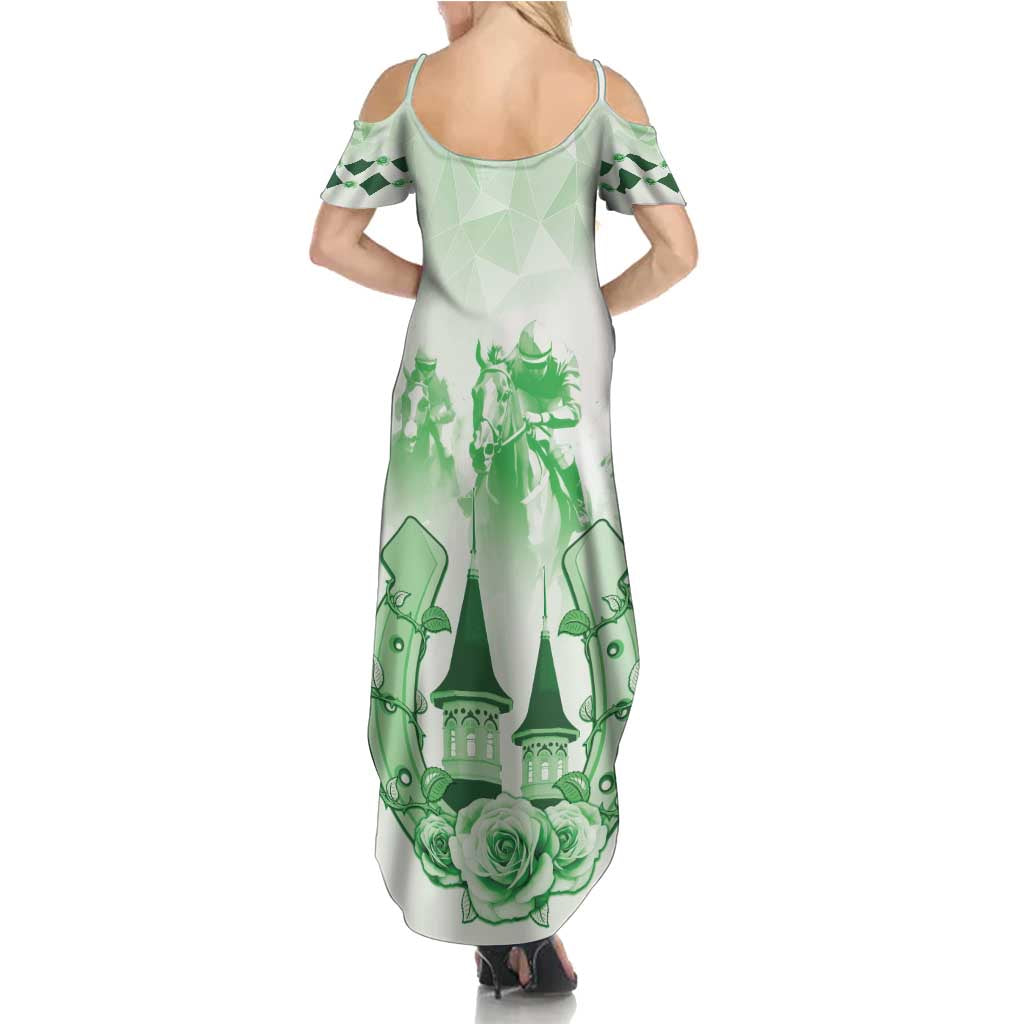 Kentucky Horse Racing Family Matching Summer Maxi Dress and Hawaiian Shirt 151st Anniversary Green Version LT05