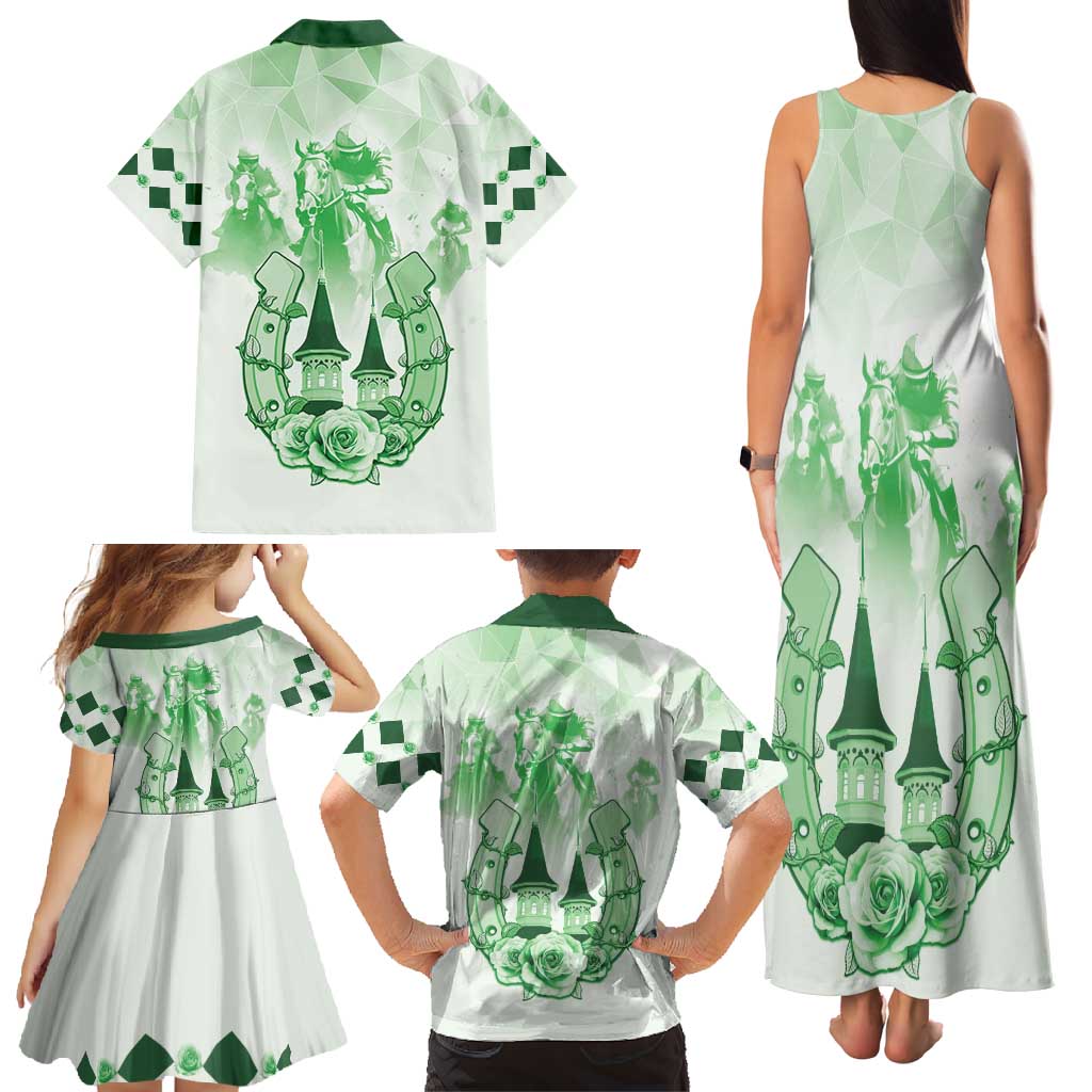 Kentucky Horse Racing Family Matching Tank Maxi Dress and Hawaiian Shirt 151st Anniversary Green Version LT05