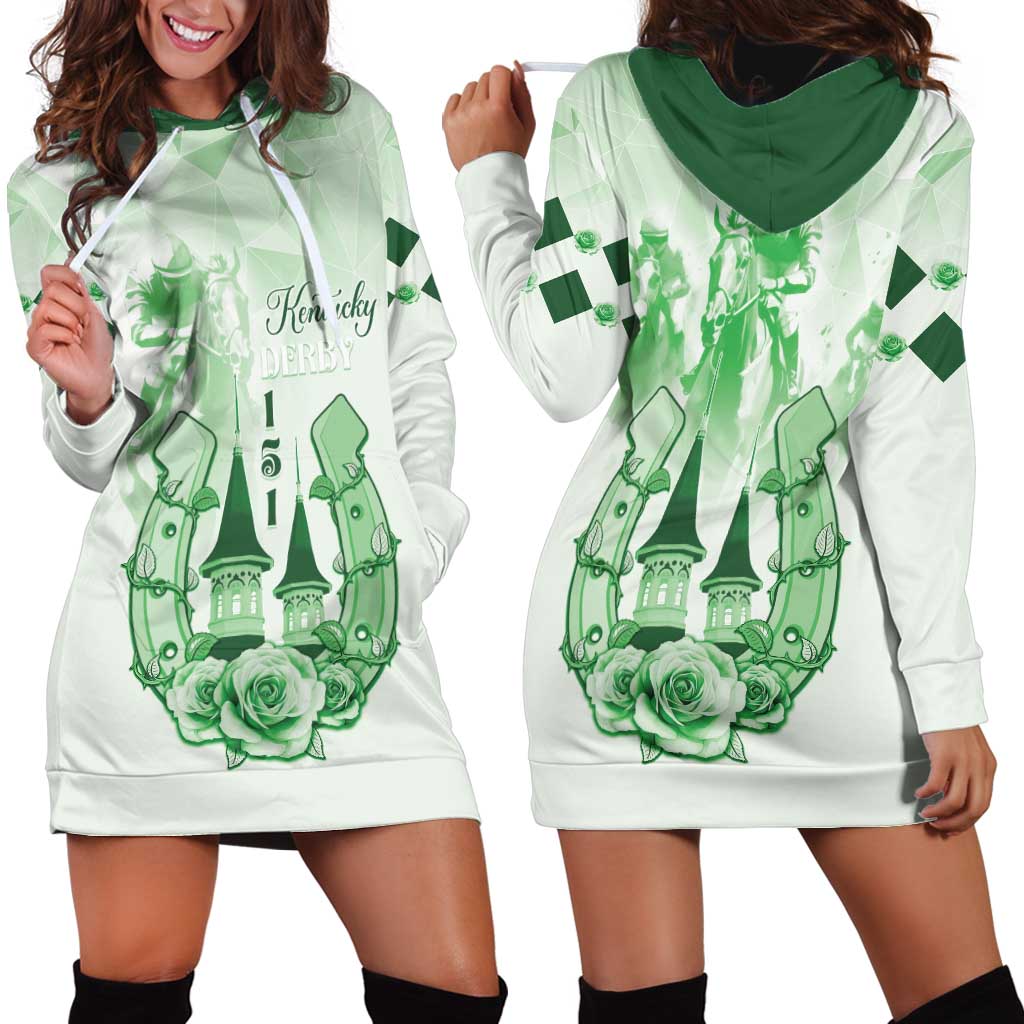 Kentucky Horse Racing Hoodie Dress 151st Anniversary Green Version LT05