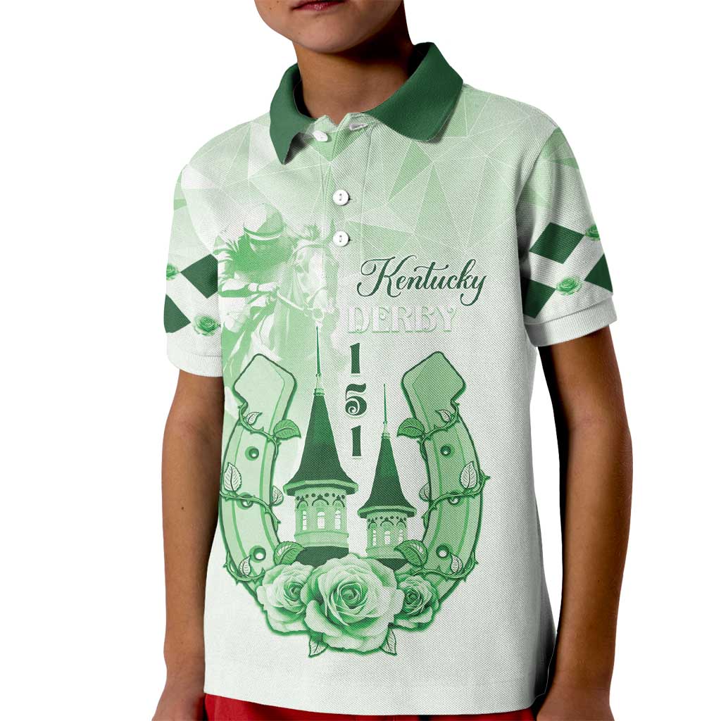 Kentucky Horse Racing Kid Polo Shirt 151st Anniversary Green Version LT05