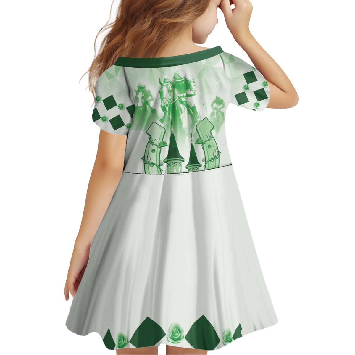 Kentucky Horse Racing Kid Short Sleeve Dress 151st Anniversary Green Version LT05