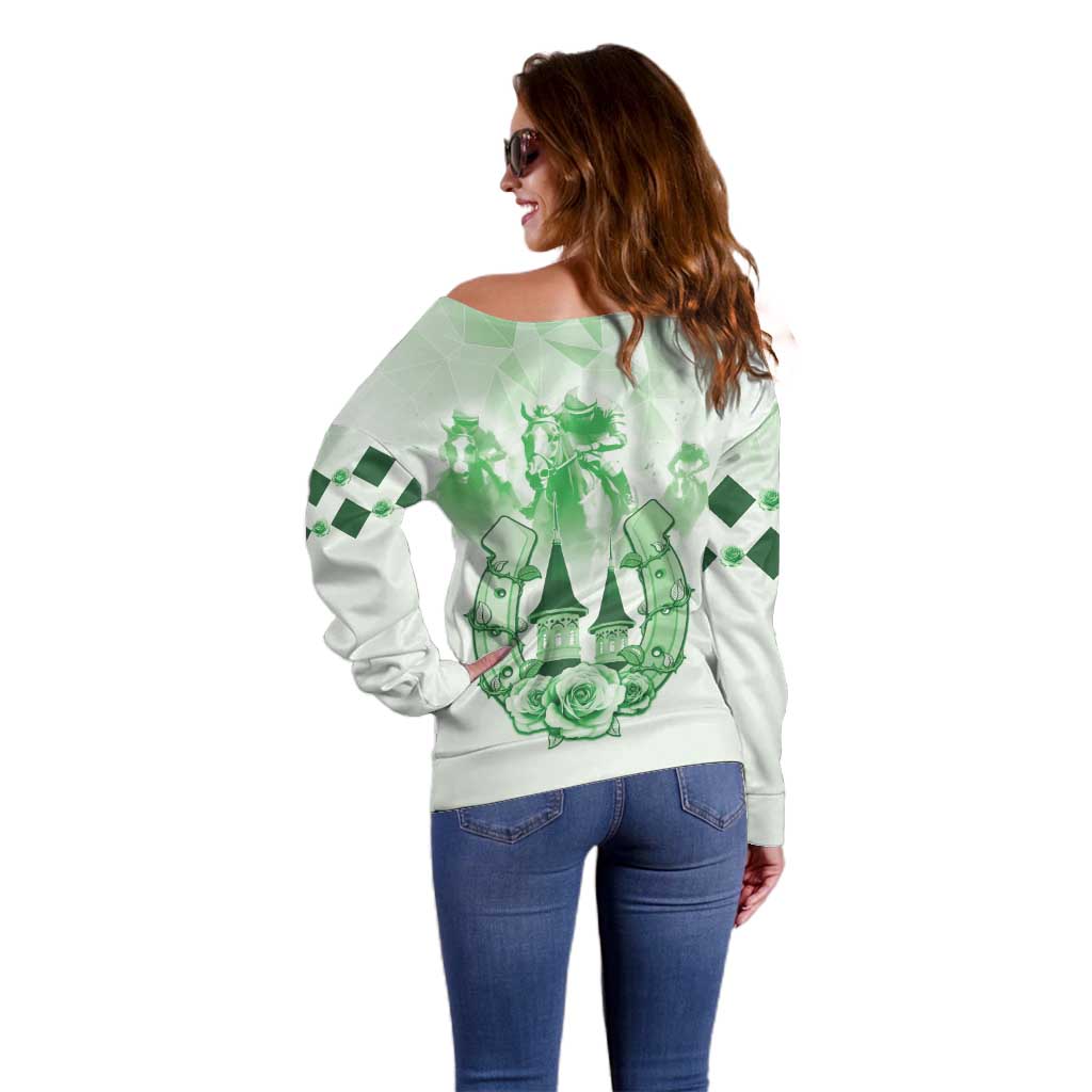 Kentucky Horse Racing Off Shoulder Sweater 151st Anniversary Green Version LT05