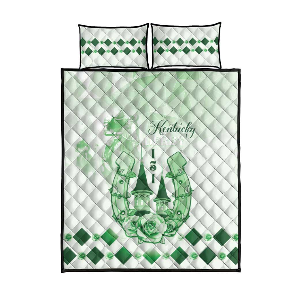 Kentucky Horse Racing Quilt Bed Set 151st Anniversary Green Version LT05