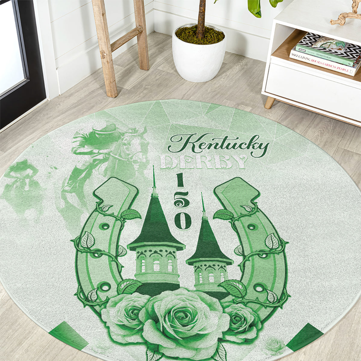 Kentucky Horse Racing Round Carpet 150th Anniversary Green Version