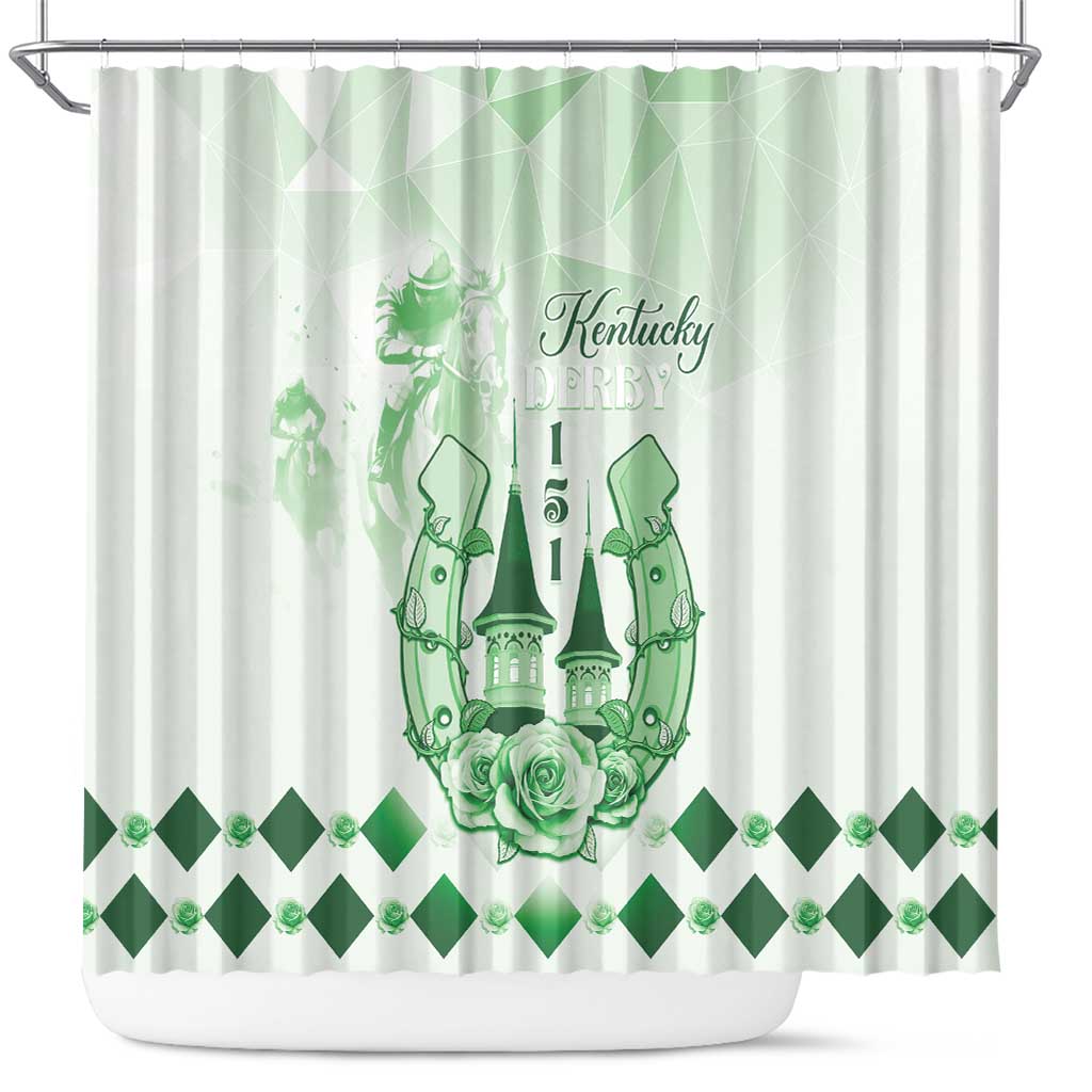 Kentucky Horse Racing Shower Curtain 151st Anniversary Green Version LT05