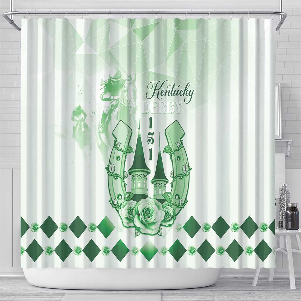 Kentucky Horse Racing Shower Curtain 151st Anniversary Green Version LT05