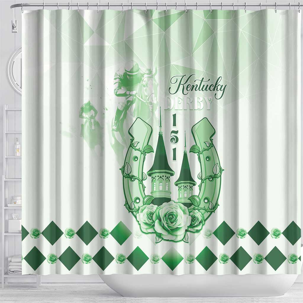 Kentucky Horse Racing Shower Curtain 151st Anniversary Green Version LT05