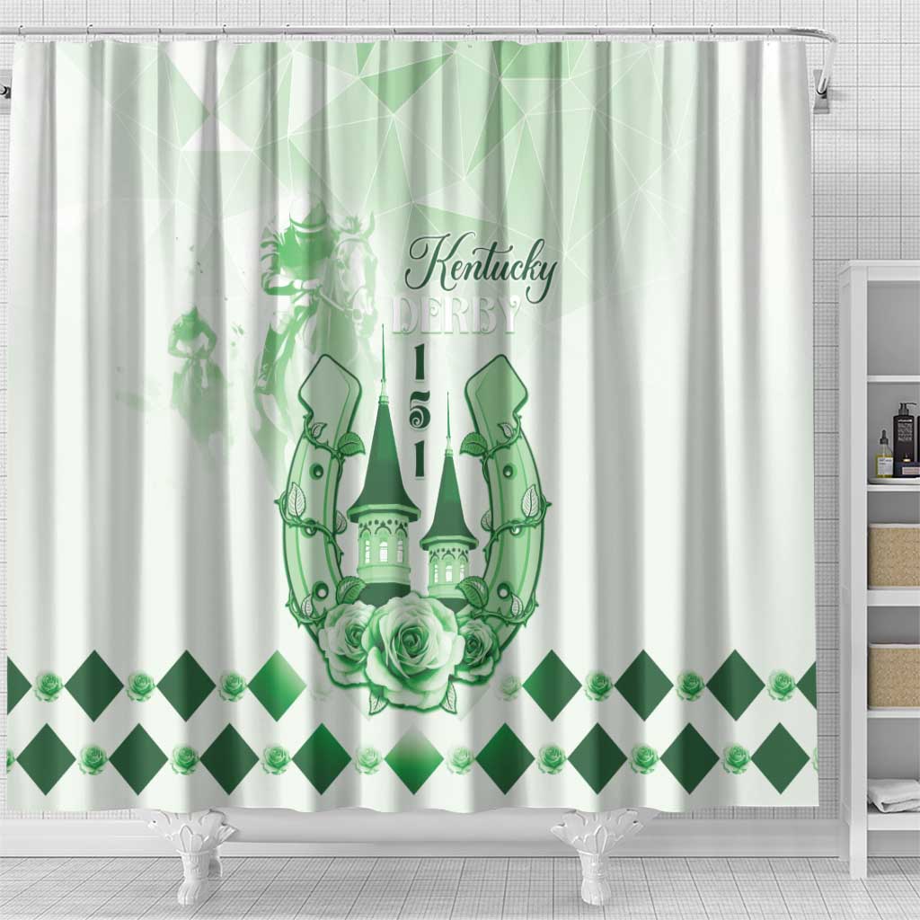 Kentucky Horse Racing Shower Curtain 151st Anniversary Green Version LT05