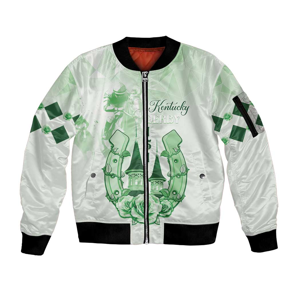 Kentucky Horse Racing Sleeve Zip Bomber Jacket 151st Anniversary Green Version LT05