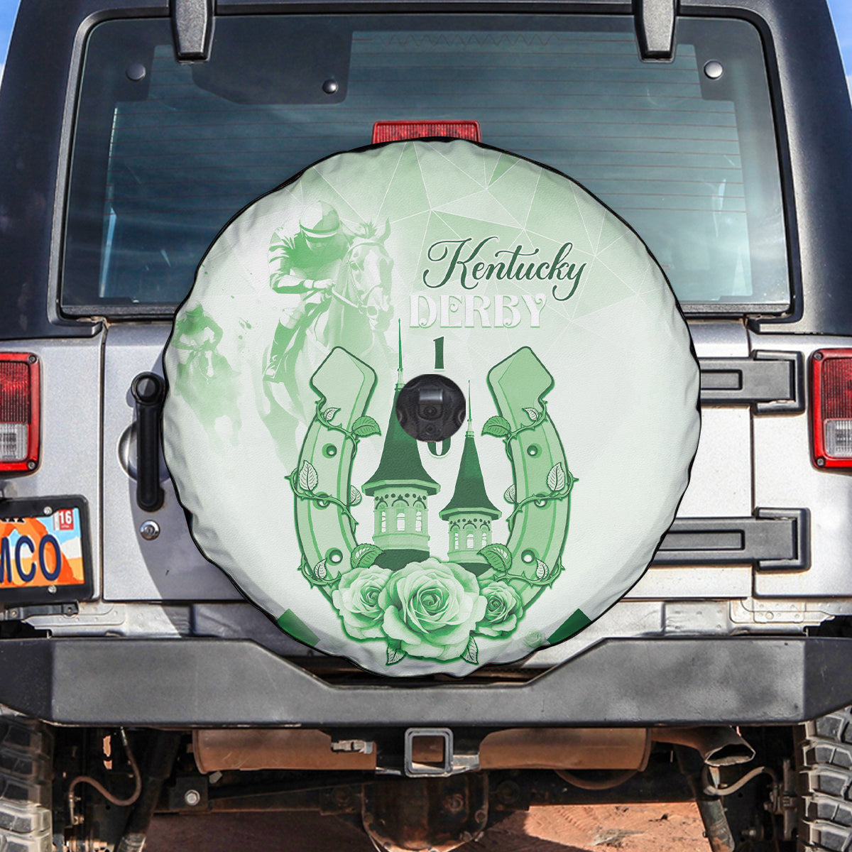 Kentucky Horse Racing Spare Tire Cover 150th Anniversary Green Version