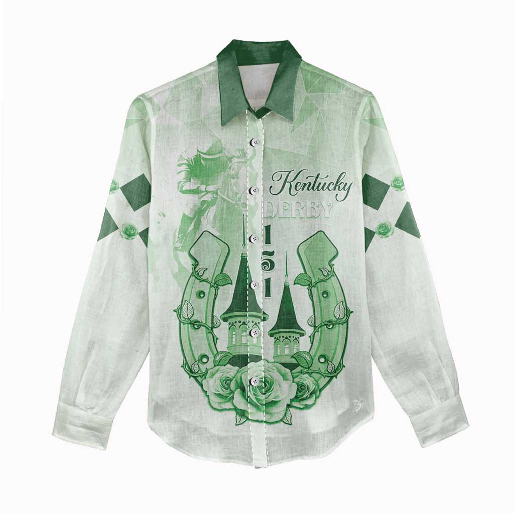 Kentucky Horse Racing Women Casual Shirt 151st Anniversary Green Version LT05