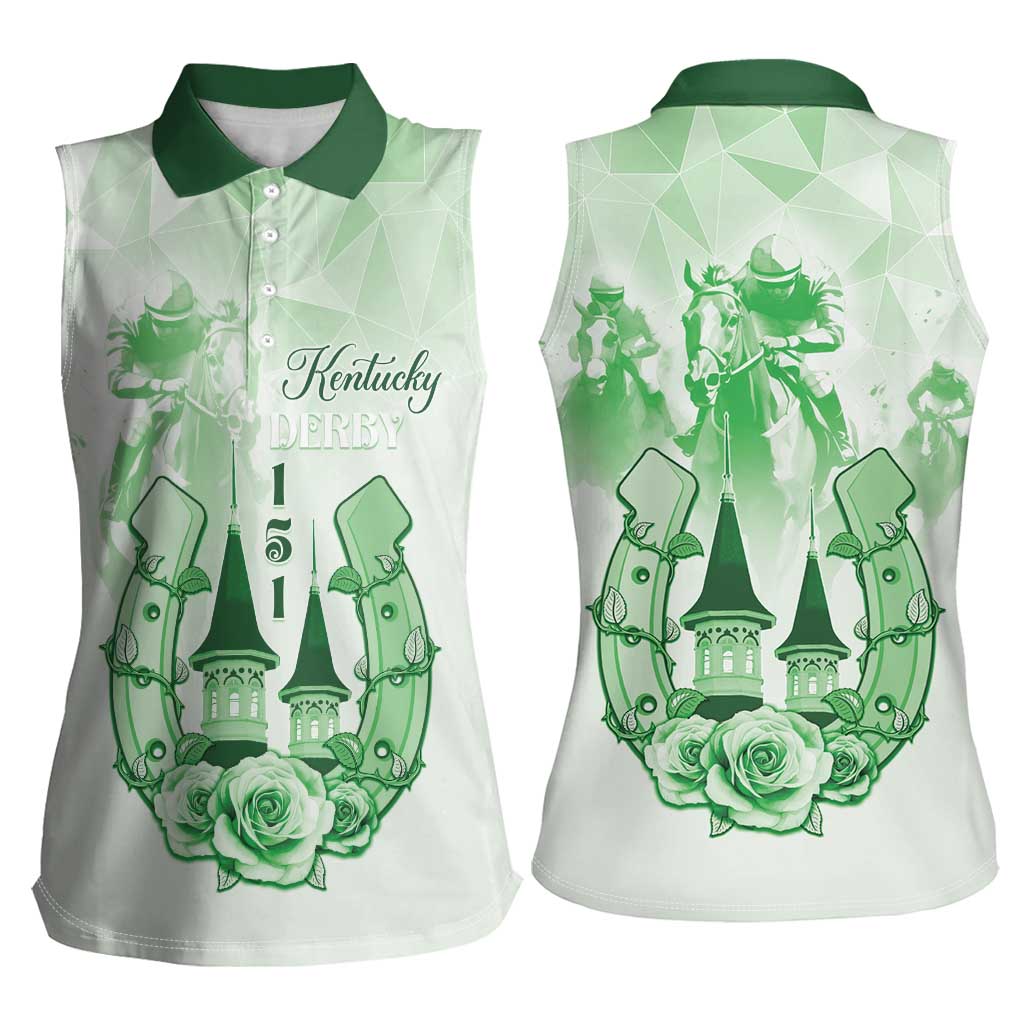 Kentucky Horse Racing Women Sleeveless Polo Shirt 151st Anniversary Green Version LT05