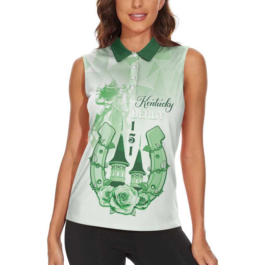 Kentucky Horse Racing Women Sleeveless Polo Shirt 151st Anniversary Green Version LT05