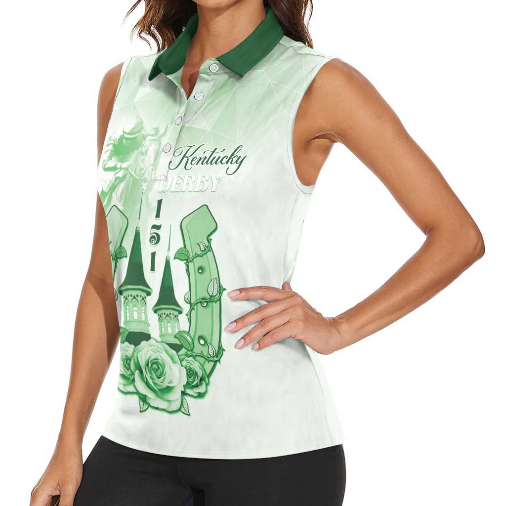 Kentucky Horse Racing Women Sleeveless Polo Shirt 151st Anniversary Green Version LT05