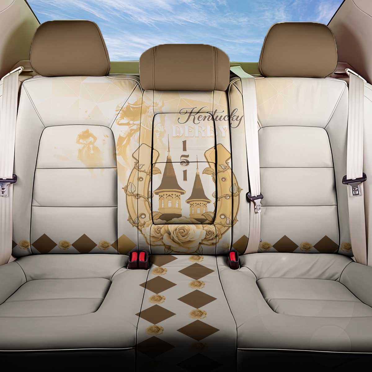 Kentucky Horse Racing Back Car Seat Cover 151st Anniversary Beige Version LT05