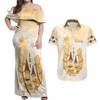 Kentucky Horse Racing Couples Matching Off Shoulder Maxi Dress and Hawaiian Shirt 151st Anniversary Beige Version LT05