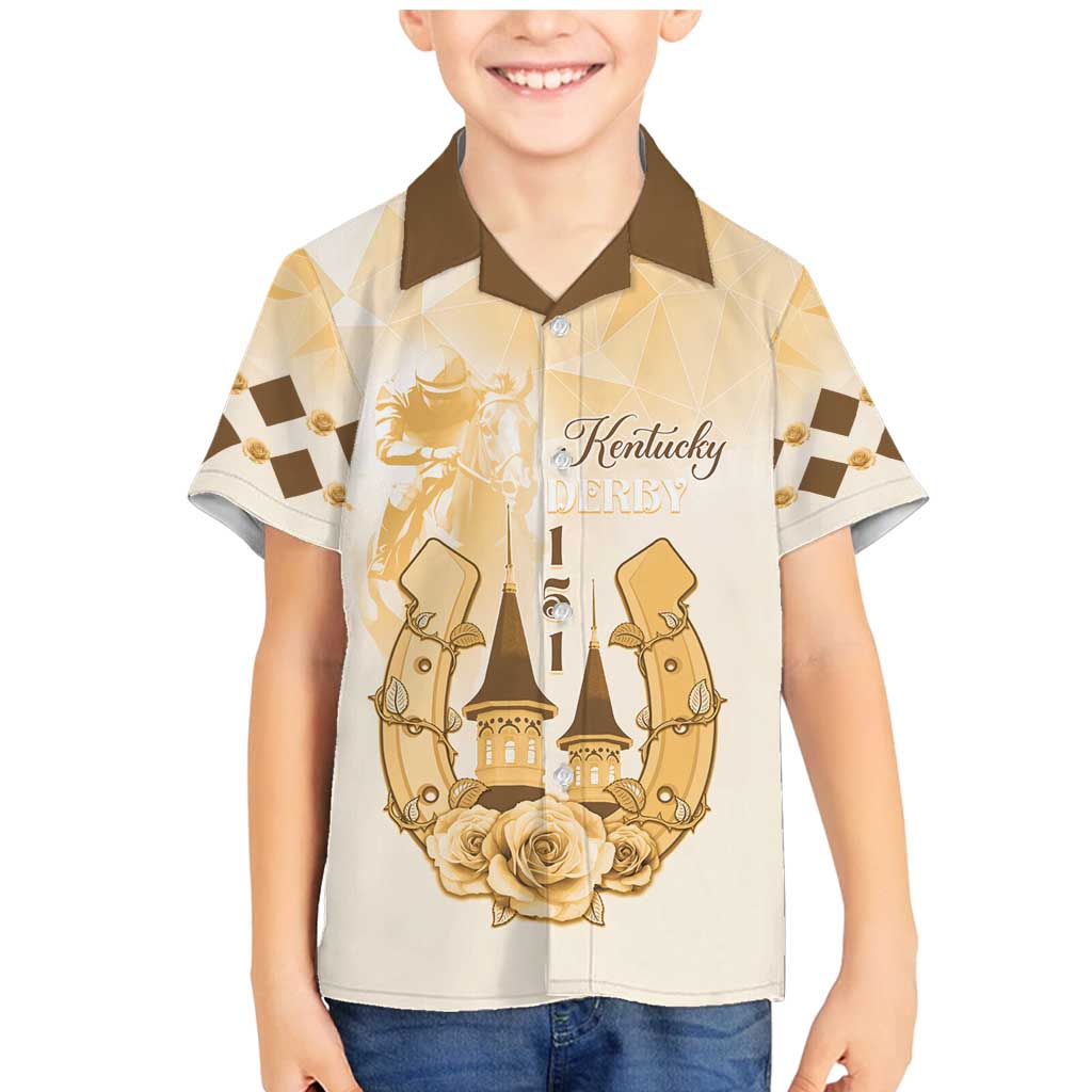 Kentucky Horse Racing Family Matching Mermaid Dress and Hawaiian Shirt 151st Anniversary Beige Version LT05