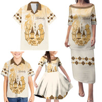 Kentucky Horse Racing Family Matching Puletasi and Hawaiian Shirt 151st Anniversary Beige Version LT05