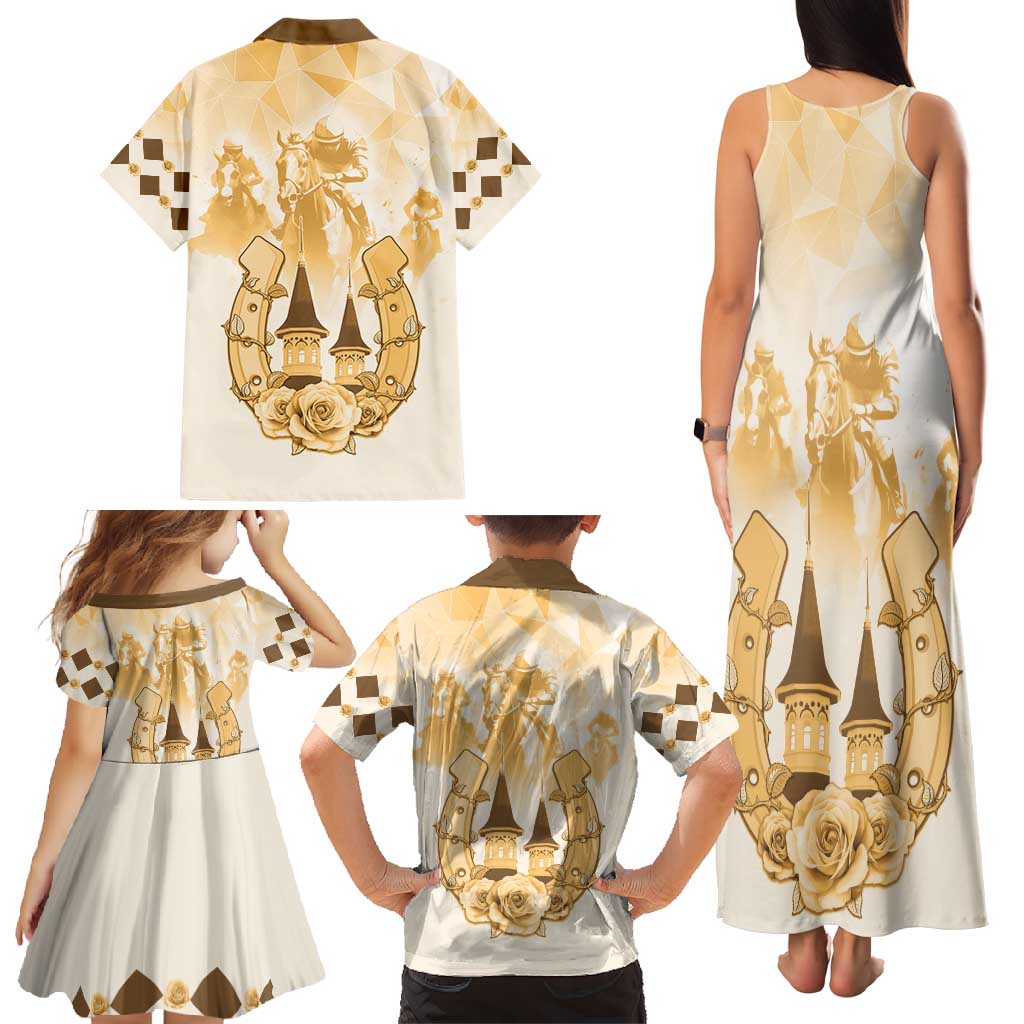 Kentucky Horse Racing Family Matching Tank Maxi Dress and Hawaiian Shirt 151st Anniversary Beige Version LT05