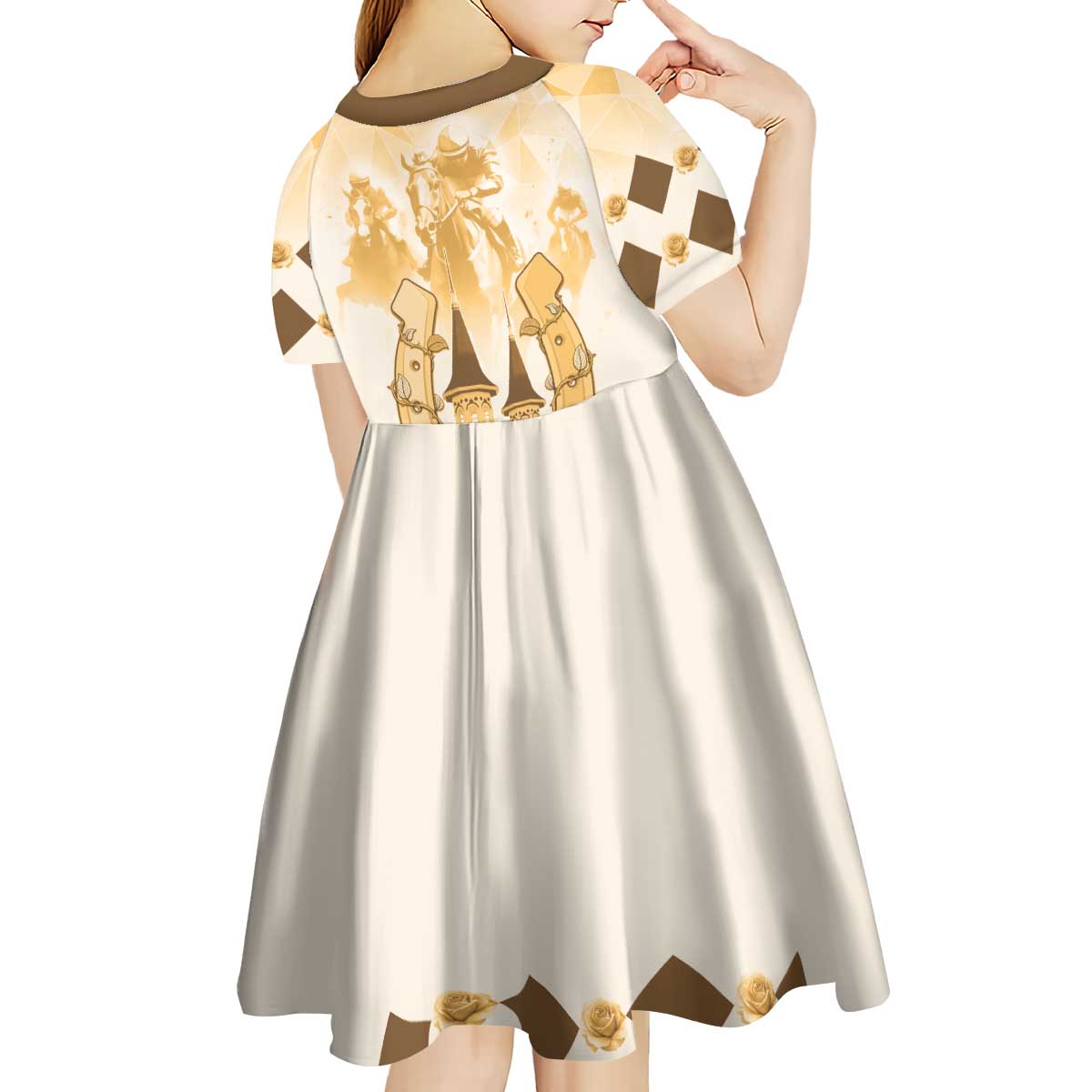 Kentucky Horse Racing Kid Short Sleeve Dress 151st Anniversary Beige Version LT05