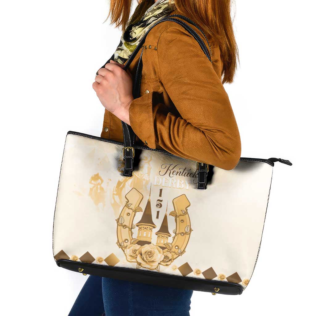 Kentucky Horse Racing Leather Tote Bag 151st Anniversary Beige Version LT05