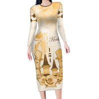 Kentucky Horse Racing Long Sleeve Bodycon Dress 151st Anniversary Beige Version LT05