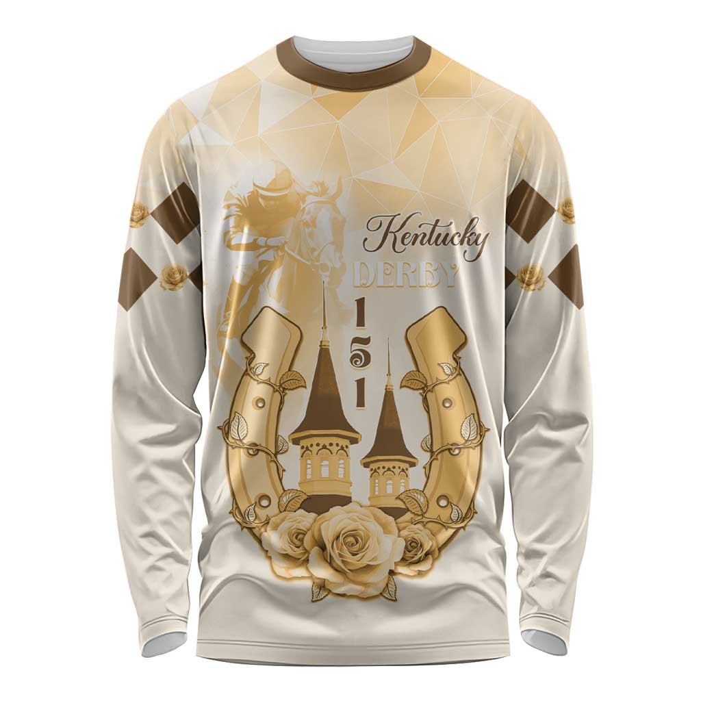 Kentucky Horse Racing Long Sleeve Shirt 151st Anniversary Beige Version LT05