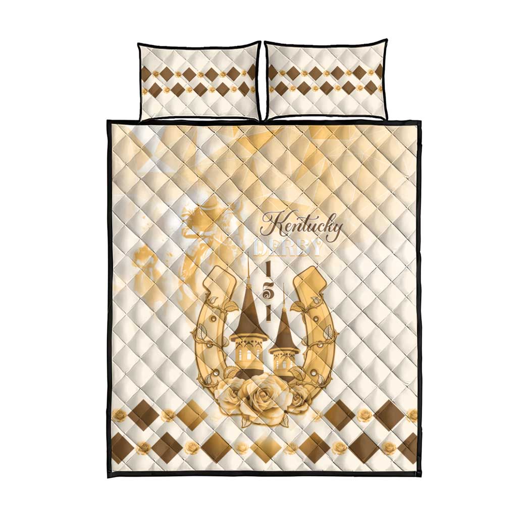 Kentucky Horse Racing Quilt Bed Set 151st Anniversary Beige Version LT05
