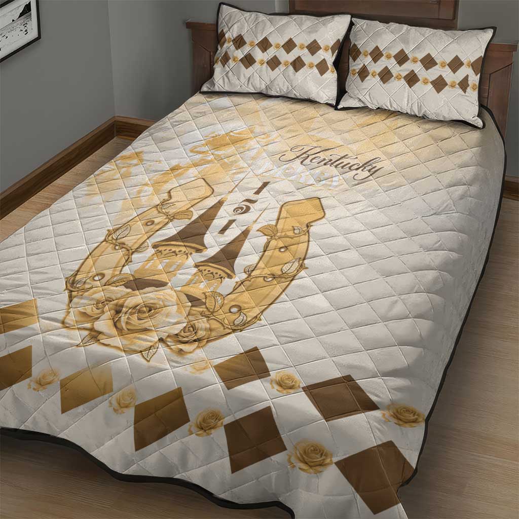 Kentucky Horse Racing Quilt Bed Set 151st Anniversary Beige Version LT05
