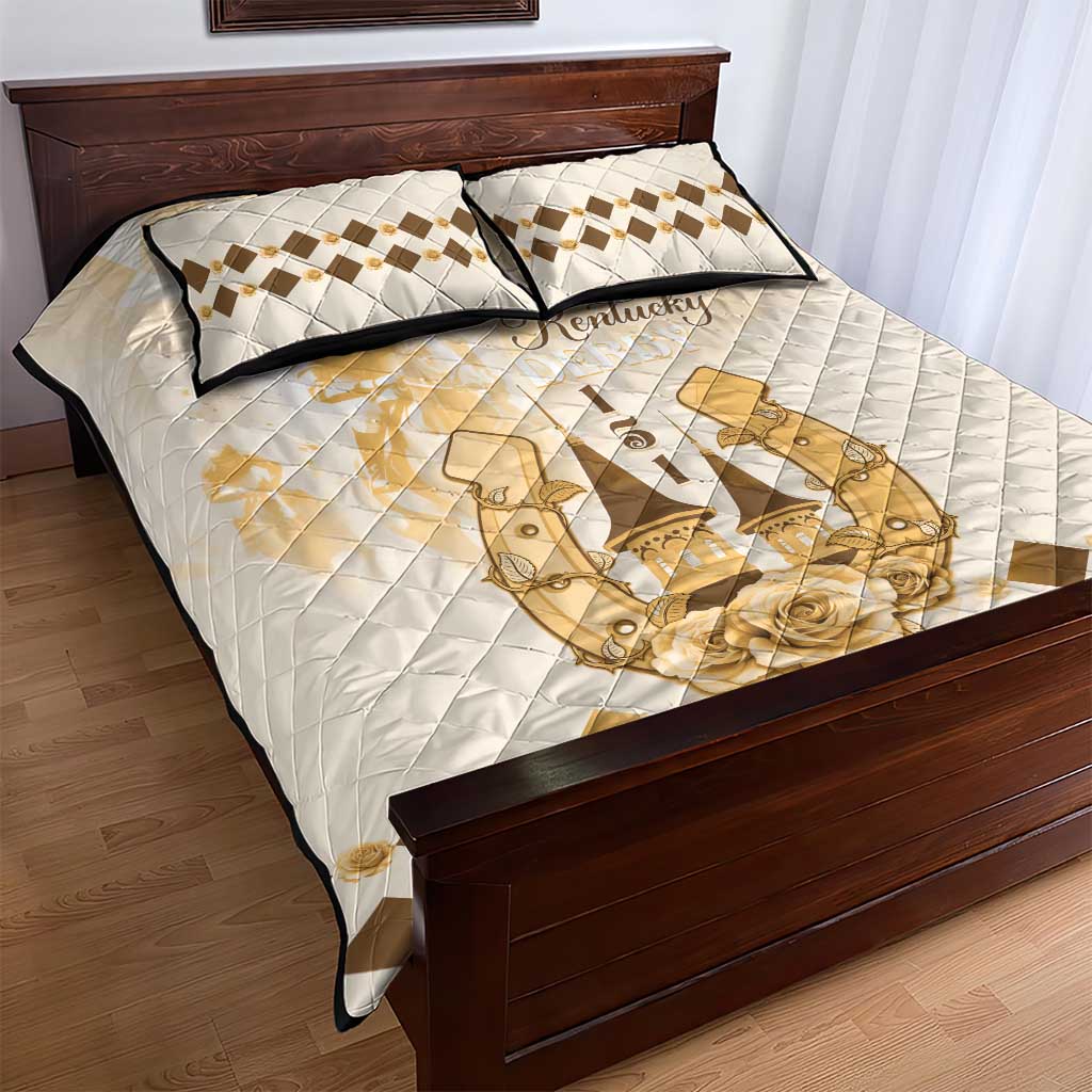 Kentucky Horse Racing Quilt Bed Set 151st Anniversary Beige Version LT05