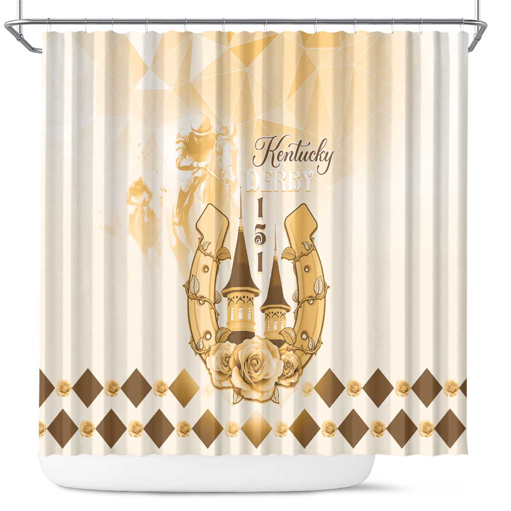 Kentucky Horse Racing Shower Curtain 151st Anniversary Beige Version LT05