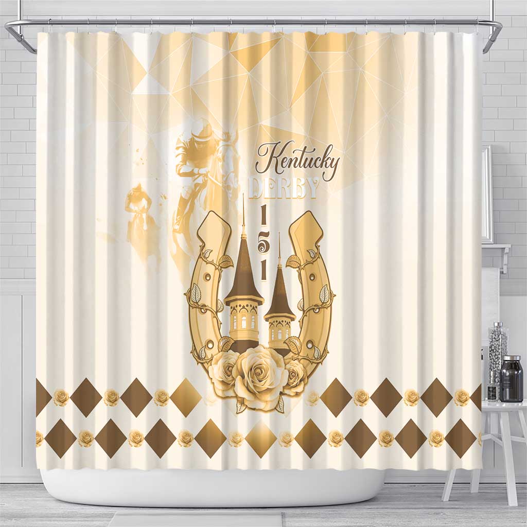 Kentucky Horse Racing Shower Curtain 151st Anniversary Beige Version LT05