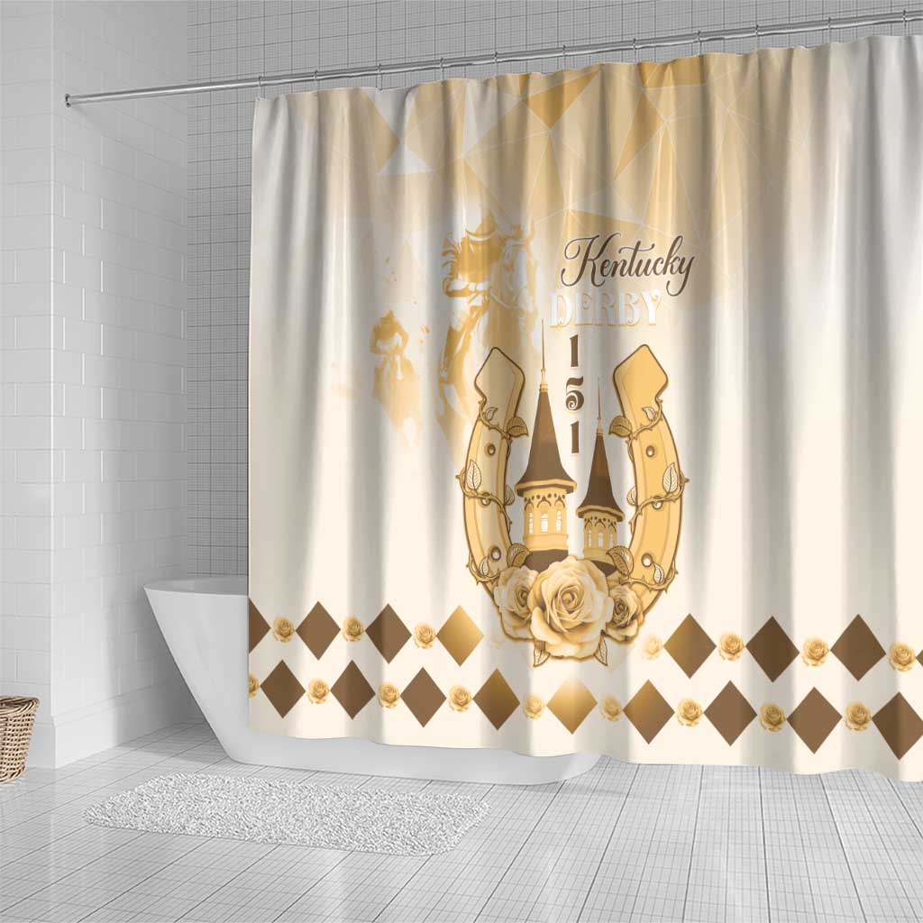 Kentucky Horse Racing Shower Curtain 151st Anniversary Beige Version LT05