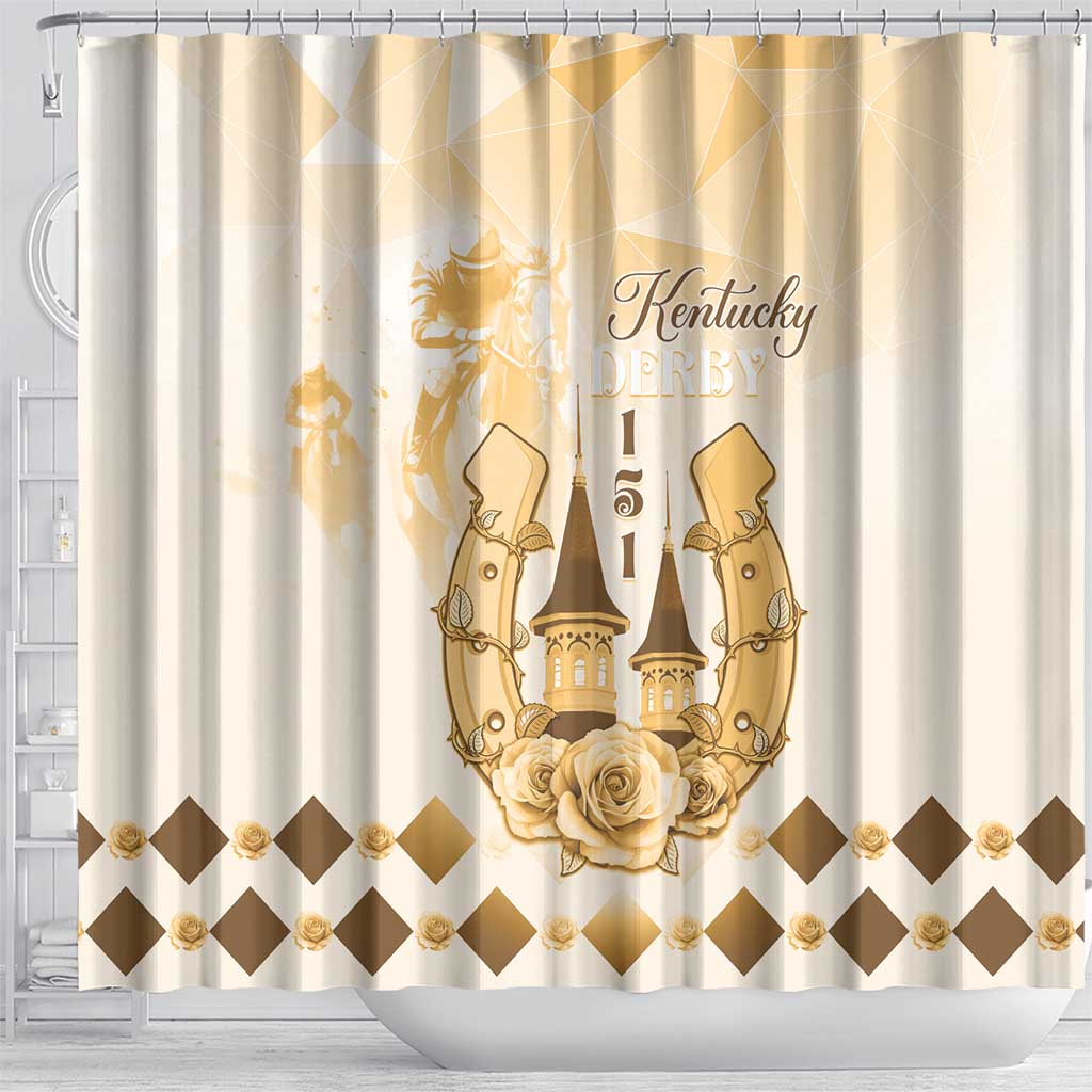 Kentucky Horse Racing Shower Curtain 151st Anniversary Beige Version LT05