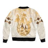Kentucky Horse Racing Sleeve Zip Bomber Jacket 151st Anniversary Beige Version LT05