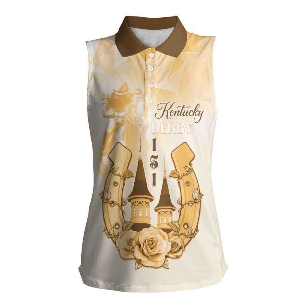 Kentucky Horse Racing Women Sleeveless Polo Shirt 151st Anniversary Beige Version LT05