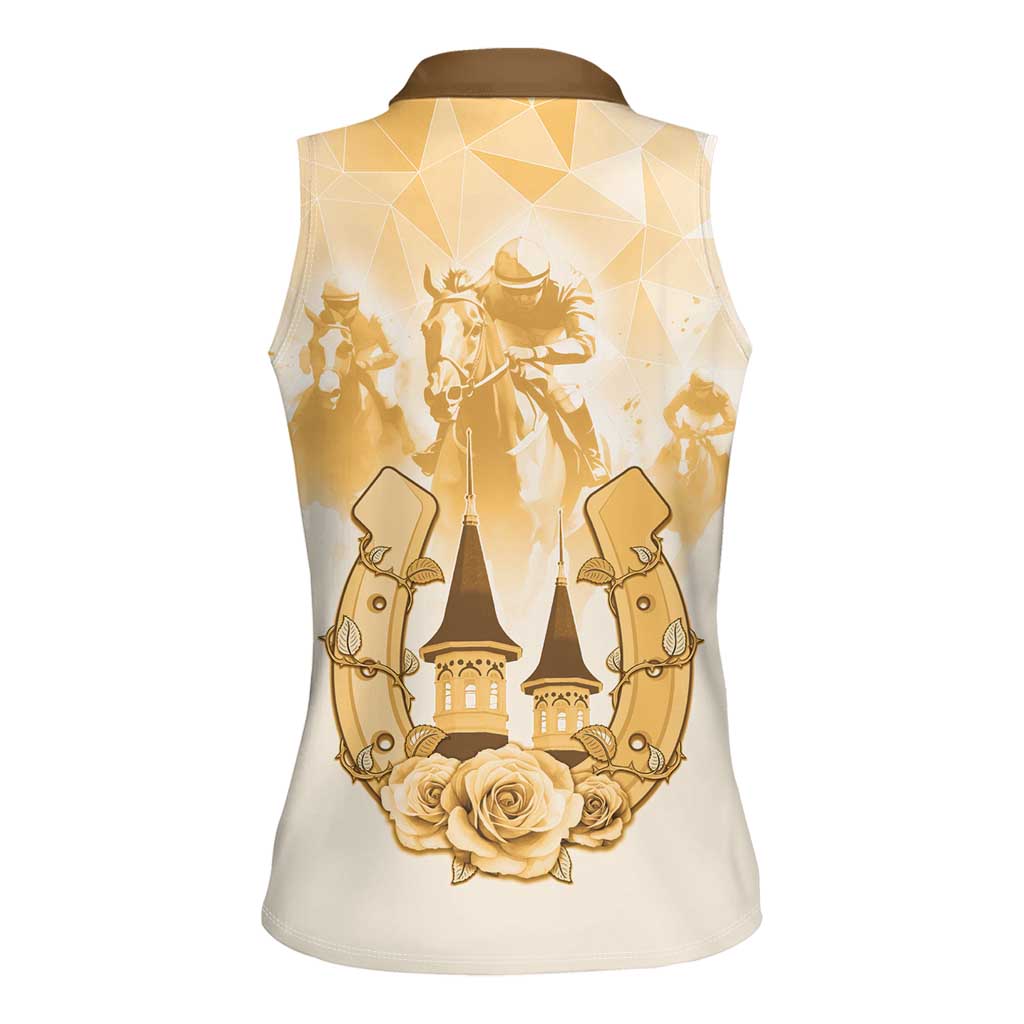 Kentucky Horse Racing Women Sleeveless Polo Shirt 151st Anniversary Beige Version LT05