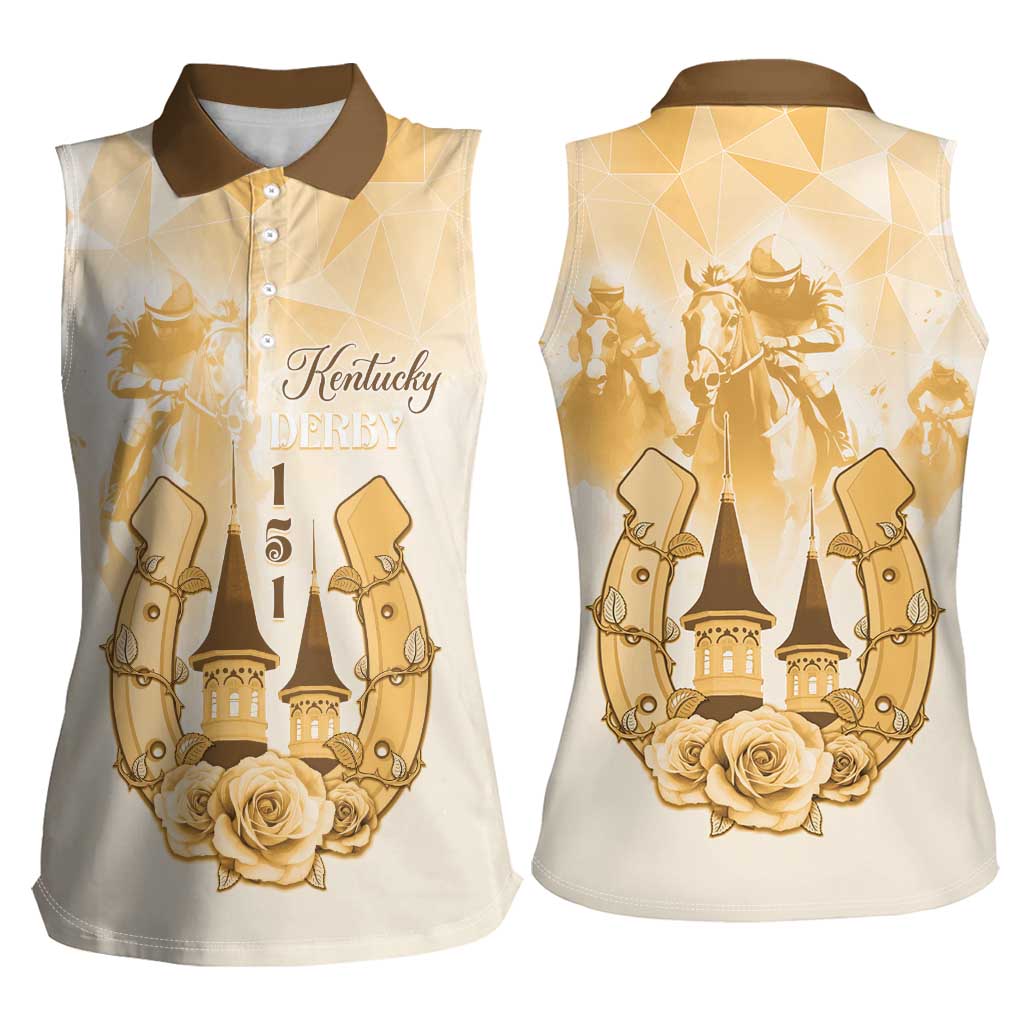 Kentucky Horse Racing Women Sleeveless Polo Shirt 151st Anniversary Beige Version LT05