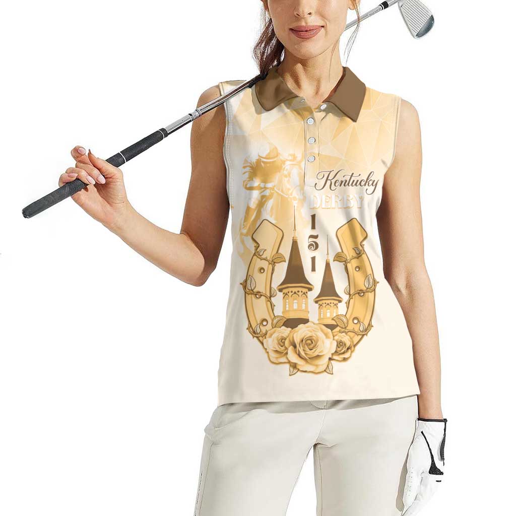 Kentucky Horse Racing Women Sleeveless Polo Shirt 151st Anniversary Beige Version LT05