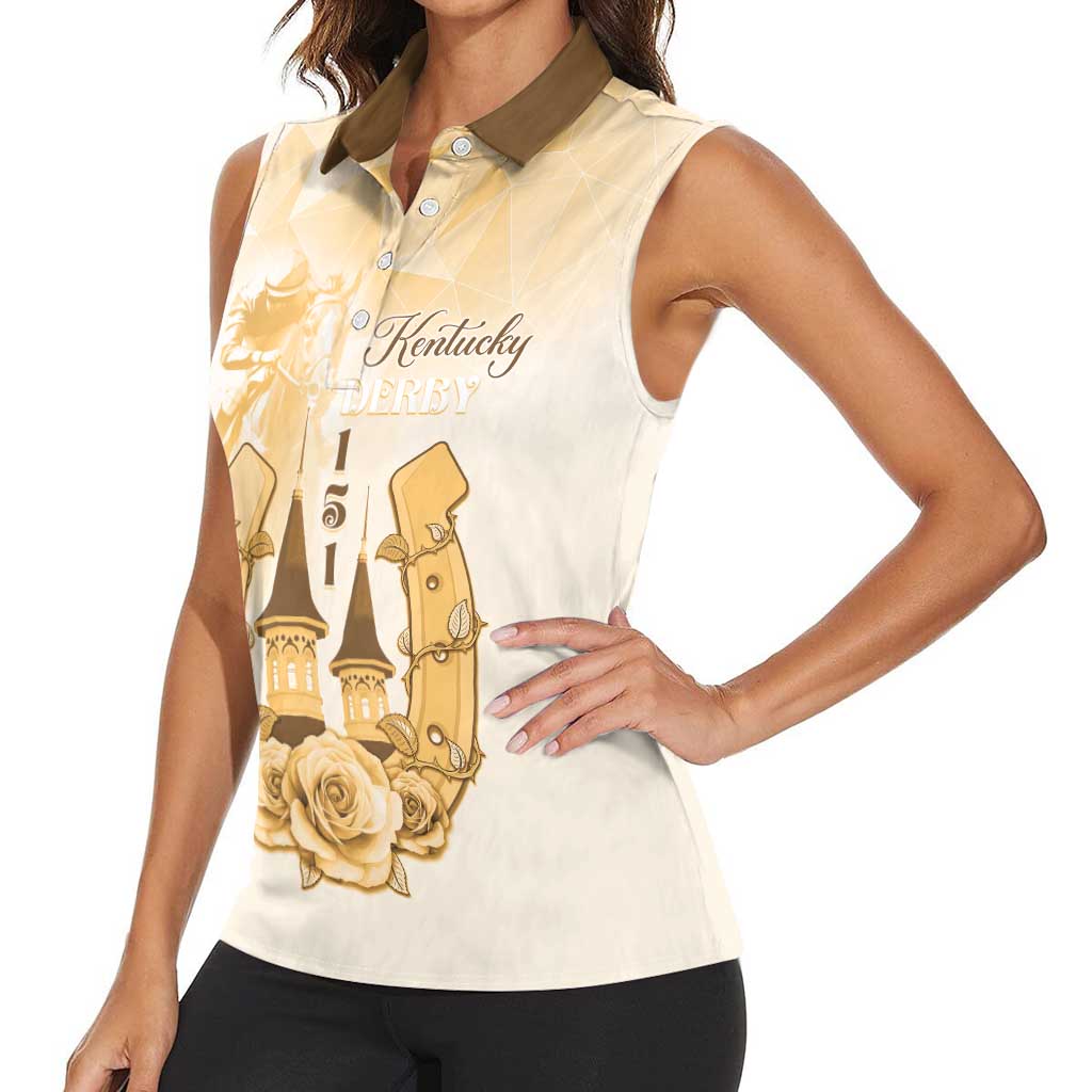 Kentucky Horse Racing Women Sleeveless Polo Shirt 151st Anniversary Beige Version LT05