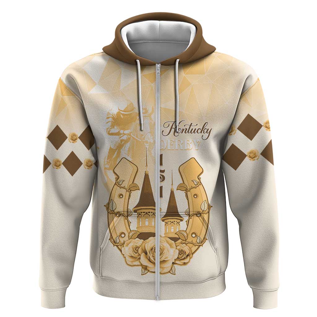 Kentucky Horse Racing Zip Hoodie 151st Anniversary Beige Version LT05