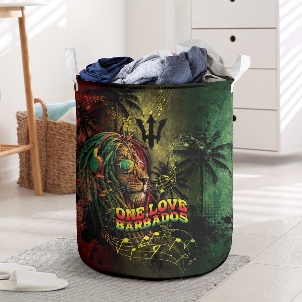 One Love Barbados Laundry Basket Rastafarian Lion Reggae Grunge Style