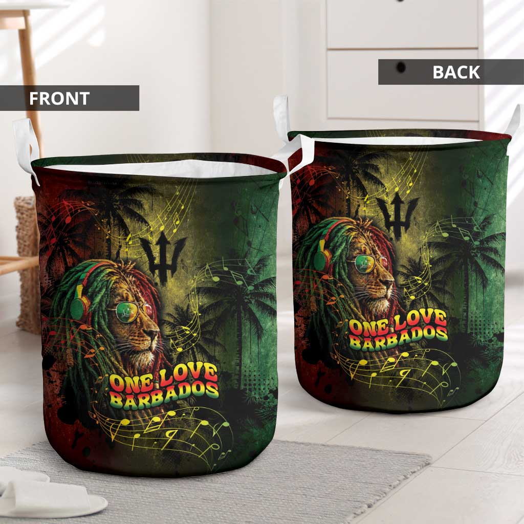 One Love Barbados Laundry Basket Rastafarian Lion Reggae Grunge Style