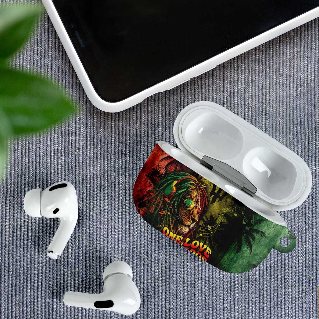 One Love Barbados AirPods Case Rastafarian Lion Reggae Grunge Style