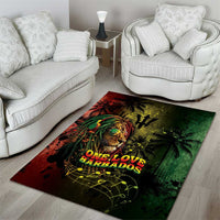 One Love Barbados Area Rug Rastafarian Lion Reggae Grunge Style