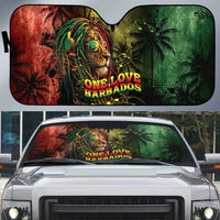 One Love Barbados Auto Sun Shade Rastafarian Lion Reggae Grunge Style