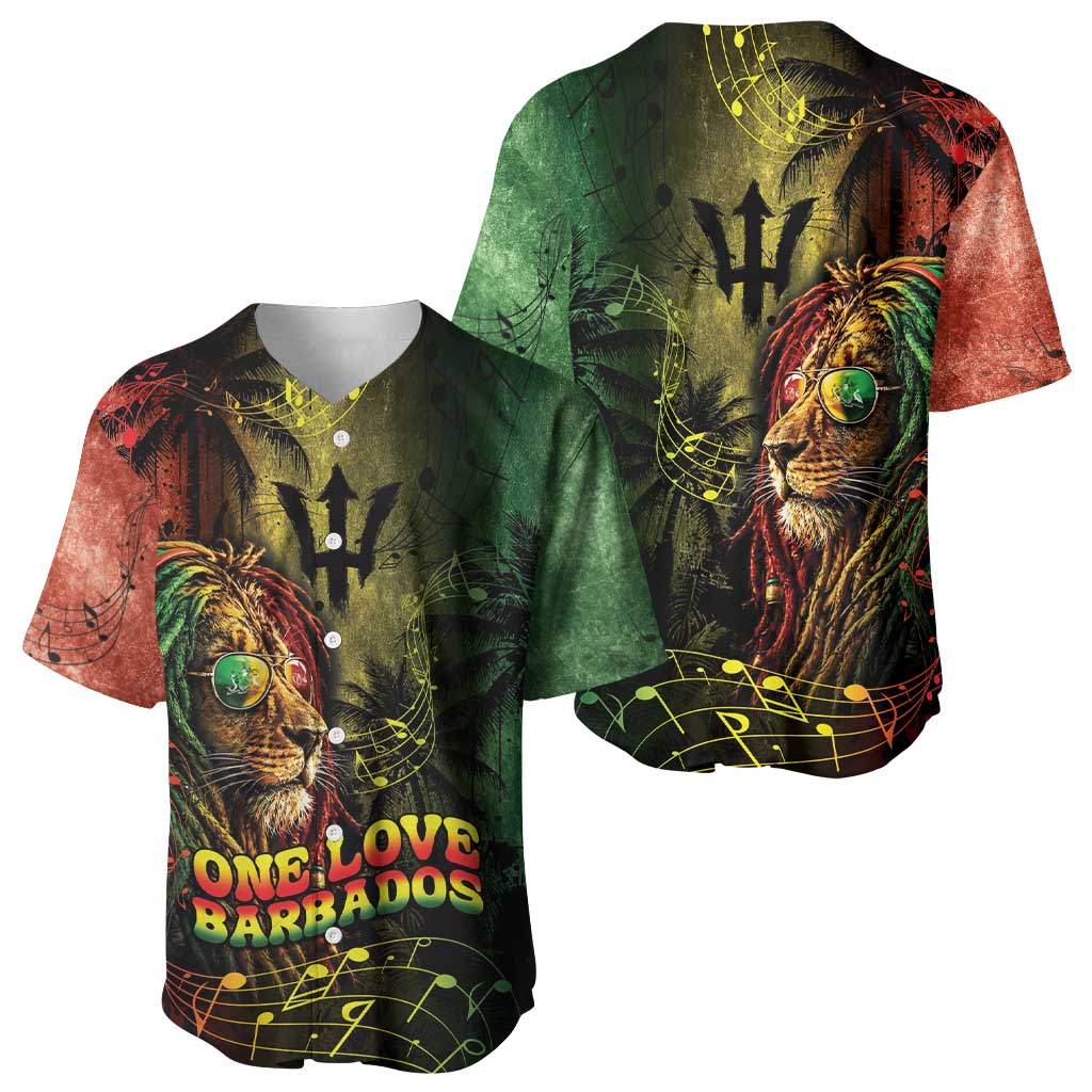 One Love Barbados Baseball Jersey Rastafarian Lion Reggae Grunge Style