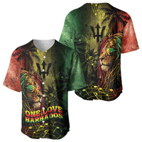 One Love Barbados Baseball Jersey Rastafarian Lion Reggae Grunge Style